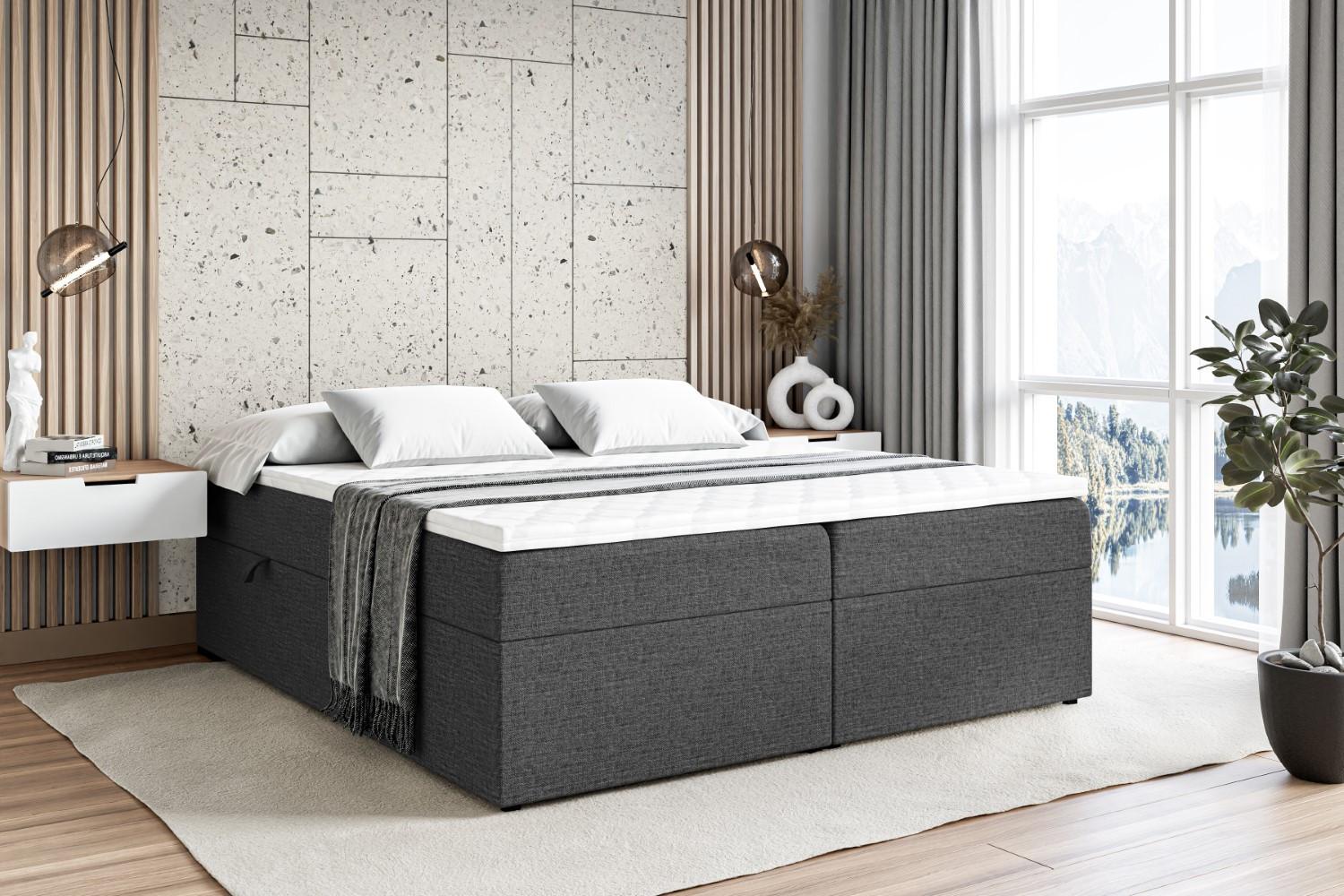 wohnli-moebel-suche-800000506037-1 BOXBETT mit H3-Matratze und Lattenrost - MARCE BW - 160x200 Dunkelgrau Holzwerkstoff ALTDECOR Möbel > Betten > Boxspringbetten Grau