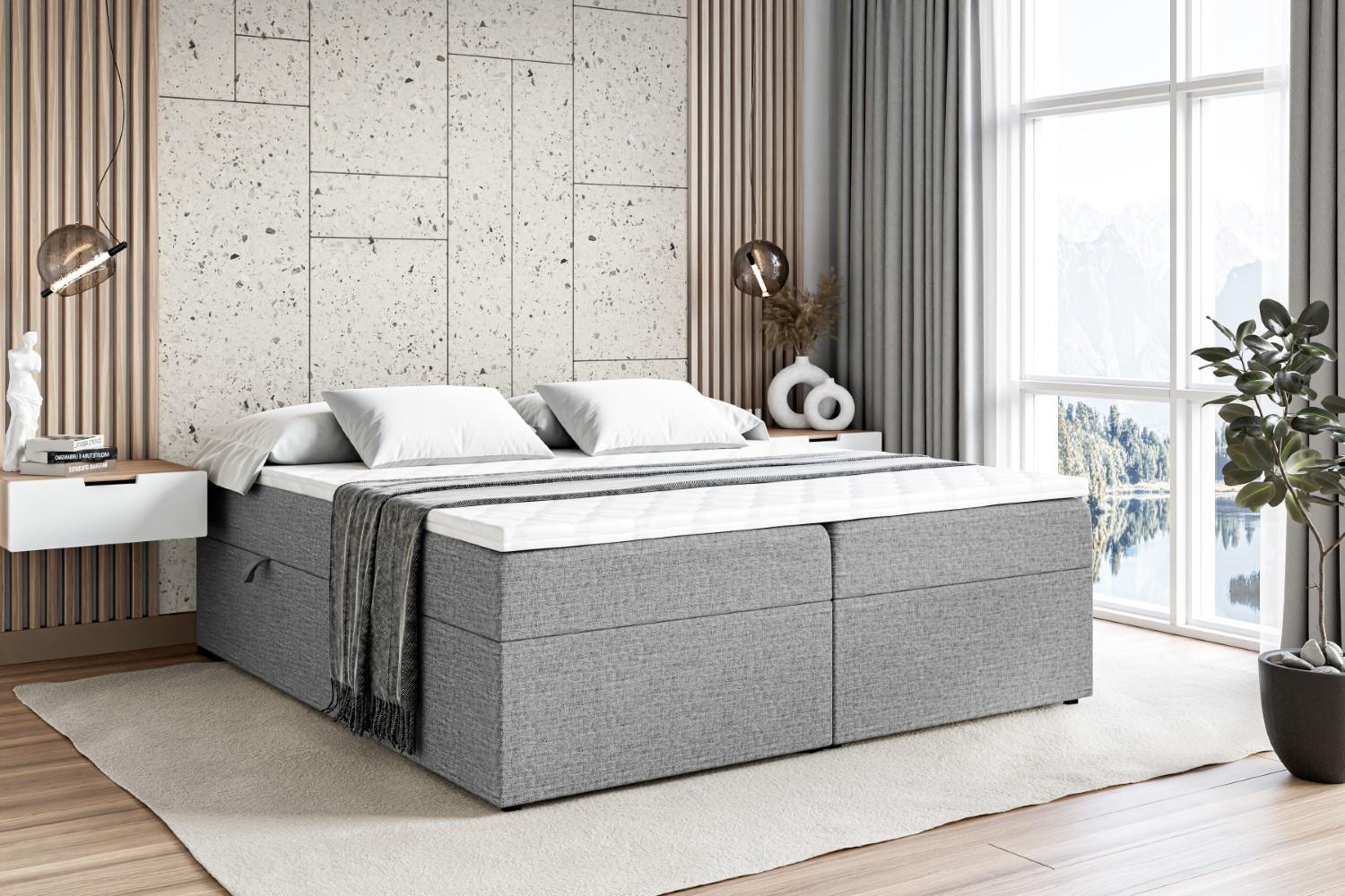 wohnli-moebel-suche-800000506044-1 BOXBETT mit H3-Matratze und Lattenrost - MARCE BW - 140x200 Grau Holzwerkstoff ALTDECOR Möbel > Betten > Boxspringbetten Grau