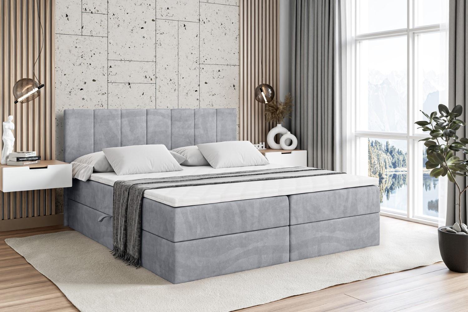 wohnli-moebel-suche-800000506098-1 BOXBETT mit Matratze H4 und Lattenrost - MOETI - 120x200 cm - H4 - Hellgrau Holzwerkstoff ALTDECOR Möbel > Betten > Boxspringbetten Grau
