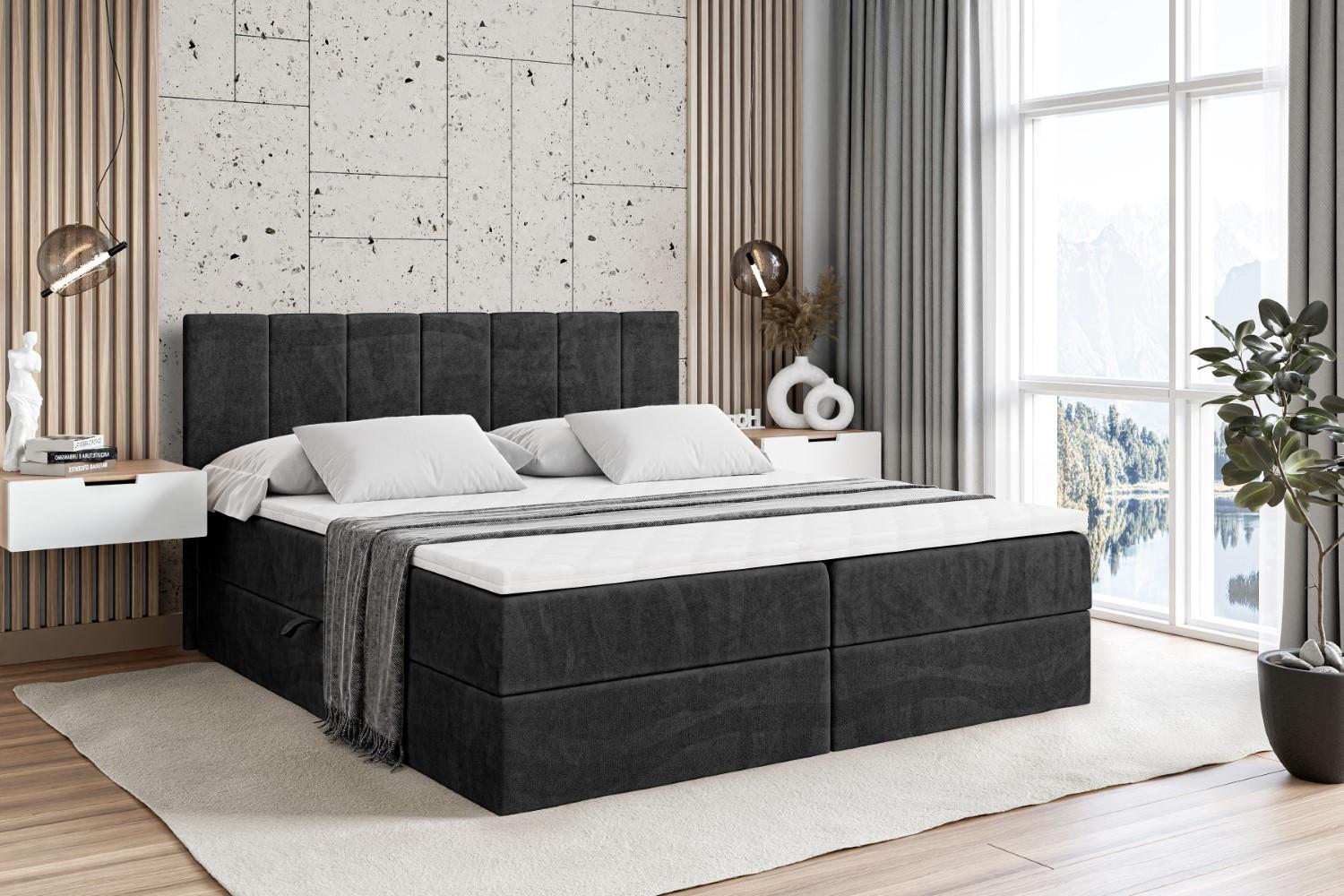 wohnli-moebel-suche-800000506101-1 BOXBETT mit Matratze H4 und Lattenrost - MOETI - 160x200 cm - H4 - Schwarz Holzwerkstoff ALTDECOR Möbel > Betten > Boxspringbetten Schwarz