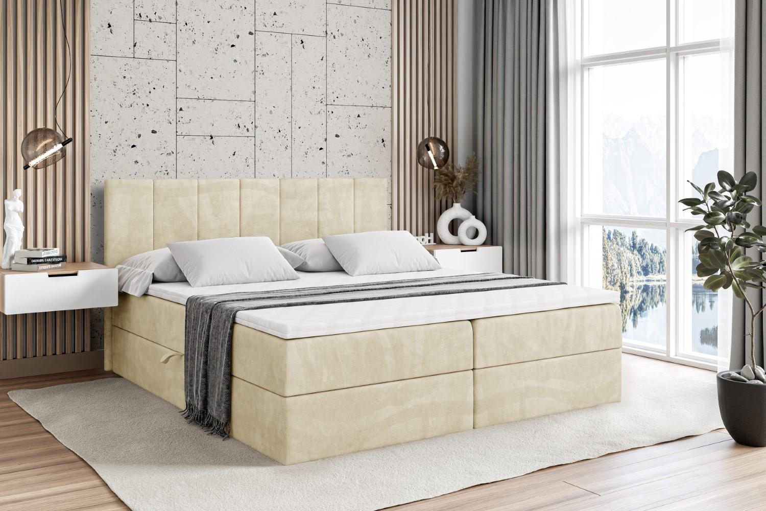wohnli-moebel-suche-800000506124-1 BOXBETT mit Matratze H4 und Lattenrost - MOETI - 160x200 cm - H4 - Beige Holzwerkstoff ALTDECOR Möbel > Betten > Boxspringbetten Beige