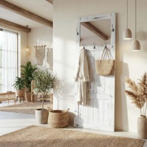 wohnli-moebel-suche-800000506280-1 WANDGARDEROBE MIT SPIEGEL SHABBY-LOOK Weiß Holz MCW Garderoben > Garderobenpaneele Weiß