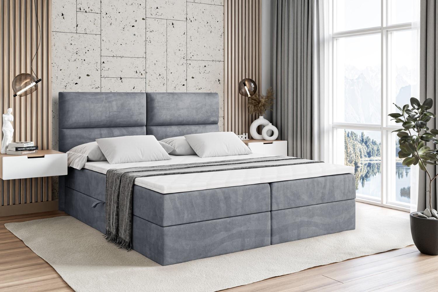 wohnli-moebel-suche-800000506348-1 BOXBETT mit Matratze H4 und Lattenrost - BOXI3 - 120x200 cm - H4 - Grau Holzwerkstoff ALTDECOR Möbel > Betten > Boxspringbetten Grau