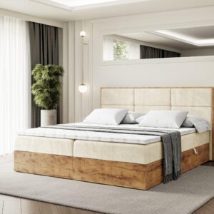 BOXBETT mit Matratze H4 und Lattenrost - LOLLI1 - 180x200 - Beige Holzwerkstoff ALTDECOR Möbel > Betten > Boxspringbetten Braun