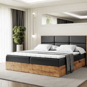 wohnli-moebel-suche-800000507117-1 BOXBETT mit Matratze H4 und Lattenrost - LOLLI1 - 160x200 - Schwarz Hochglanz Holzwerkstoff ALTDECOR Möbel > Betten > Boxspringbetten Schwarz