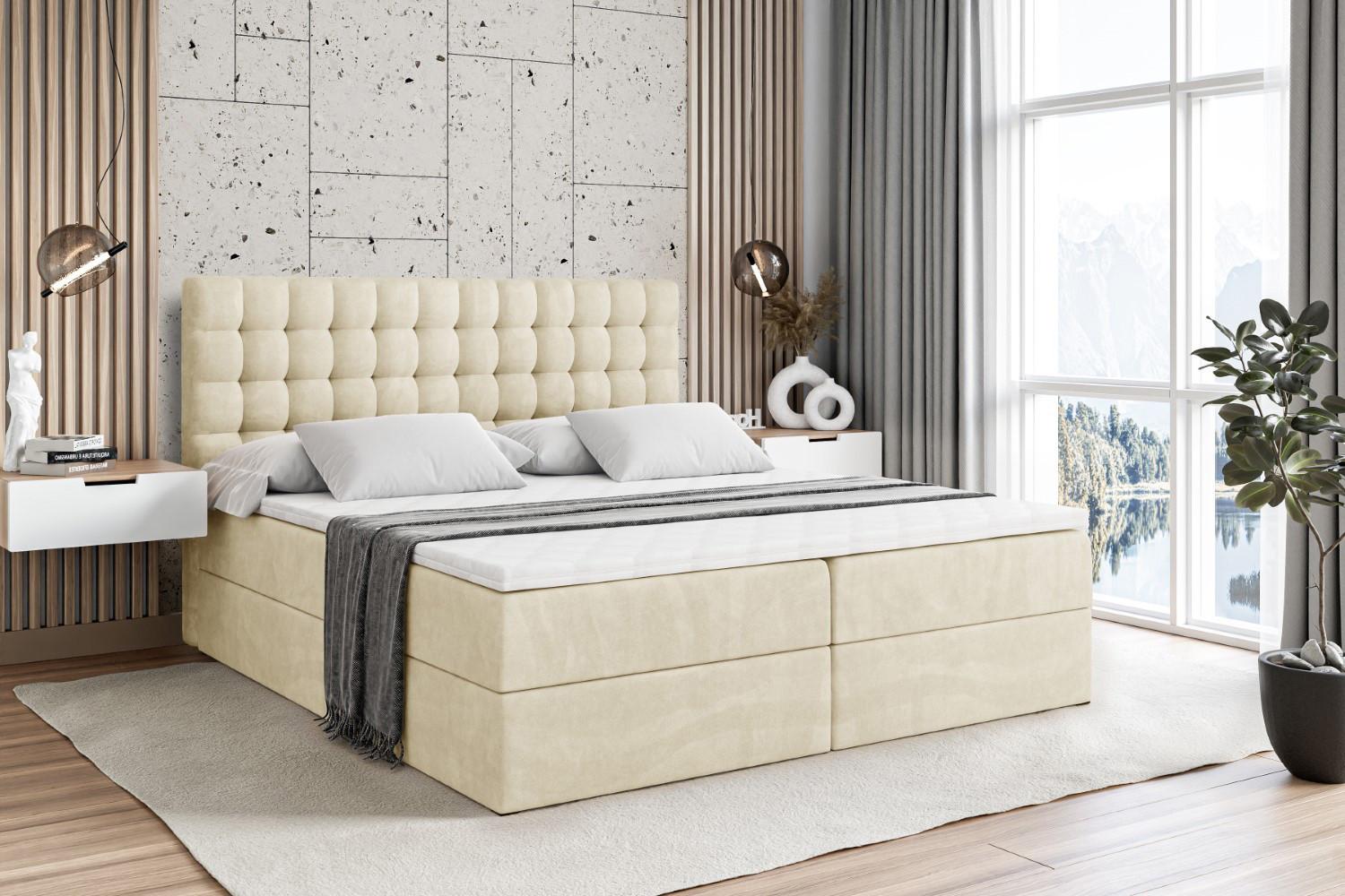 BOXBETT mit H4-Matratze und Lattenrost - VIONE - 120x200 Beige Holzwerkstoff ALTDECOR Möbel > Betten > Boxspringbetten Beige