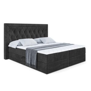 Wohnli Möbelsuche - BOXBETT mit H3-Matratze und Lattenrost - NOEL - 200x200 Schwarz