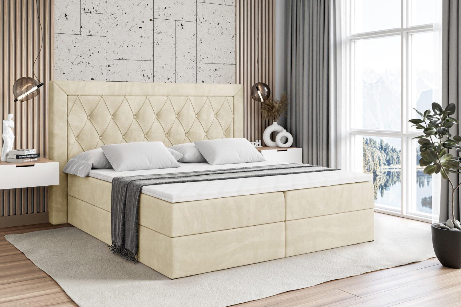 wohnli-moebel-suche-800000507868-1 BOXBETT mit H3-Matratze und Lattenrost - NOEL - 160x200 Beige Holzwerkstoff ALTDECOR Möbel > Betten > Boxspringbetten Beige