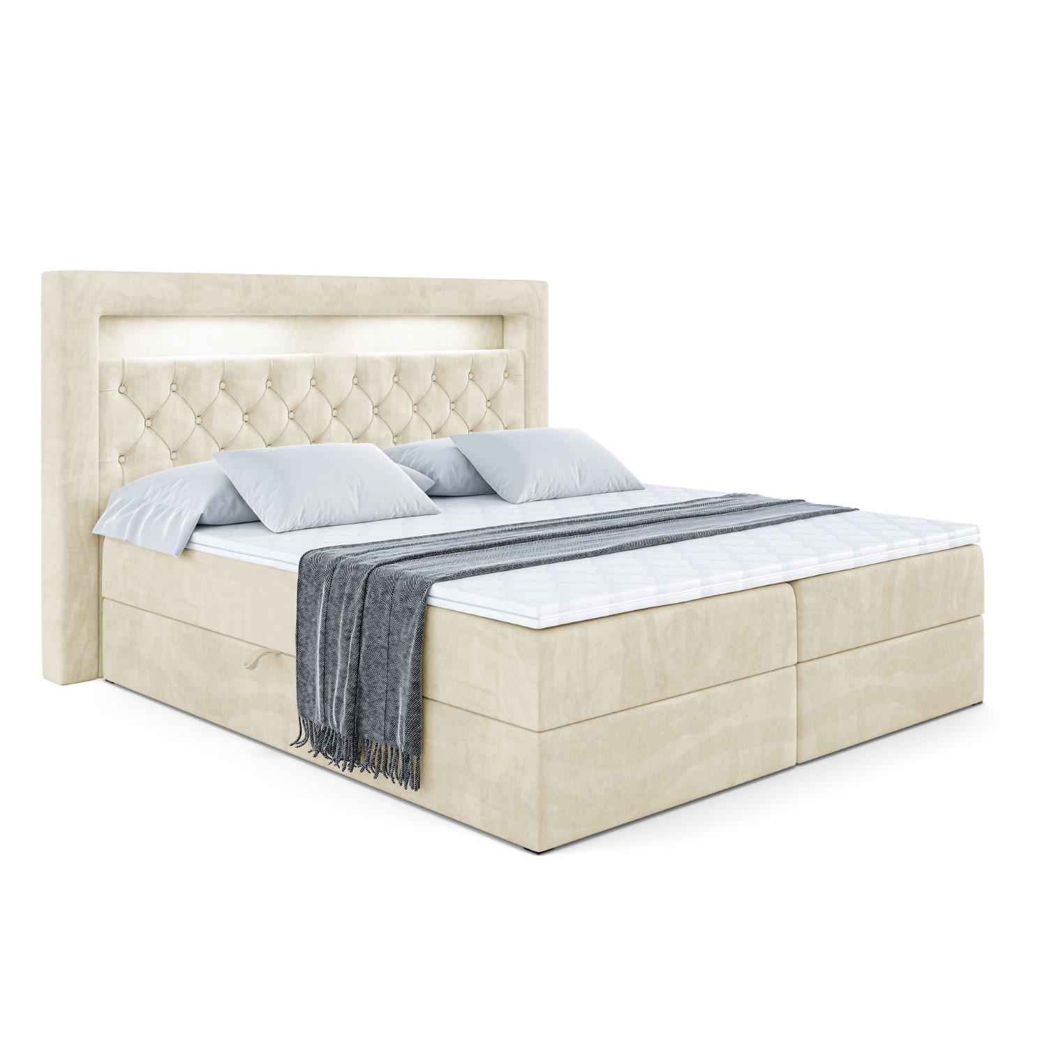 Wohnli Möbelsuche - BOXBETT LED mit H3-Matratze und Lattenrost - NOEL GOLD - 120x200 Beige
