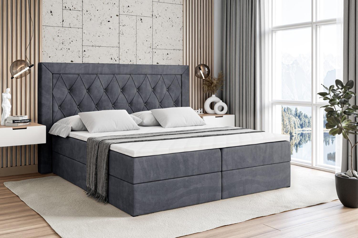 wohnli-moebel-suche-800000507950-1 BOXBETT mit H4-Matratze und Lattenrost - NOEL - 120x200 Dunkelgrau Holzwerkstoff ALTDECOR Möbel > Betten > Boxspringbetten Grau