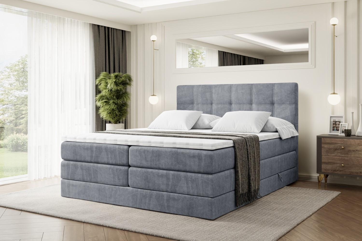 wohnli-moebel-suche-800000508105-1 BOXSPRINGBETT MARCE KING - 140x200 - H3/H4 - Grau Holzwerkstoff ALTDECOR Möbel > Betten > Boxspringbetten Grau