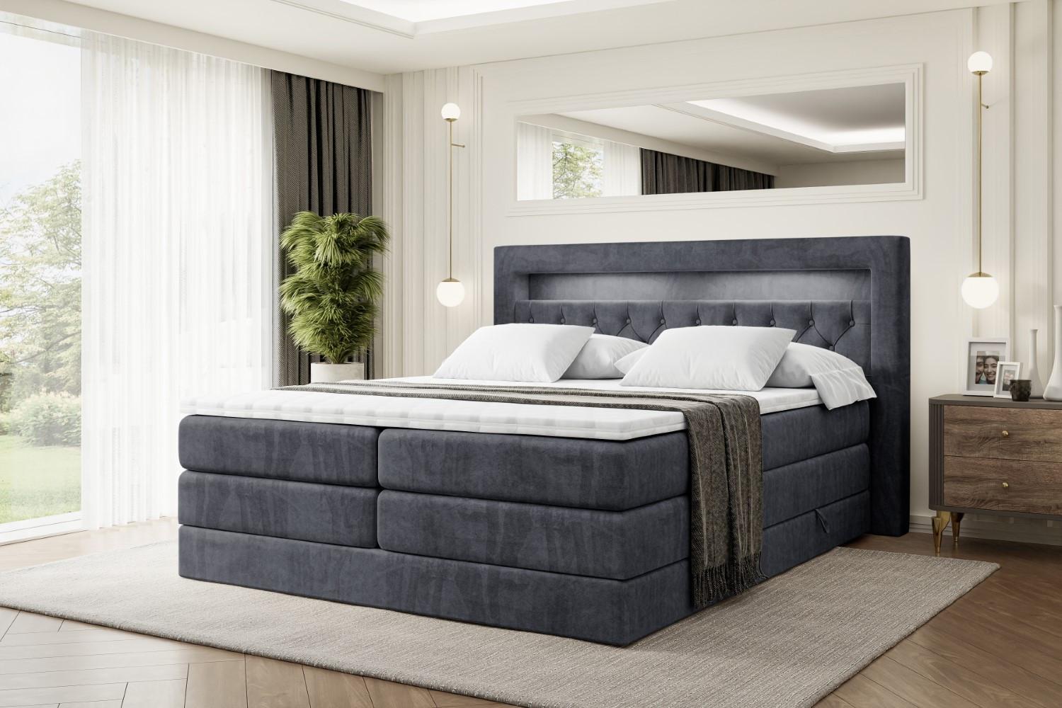 wohnli-moebel-suche-800000508177-1 BOXSPRINGBETT NOEL GOLD KING - 200x200 - H3/H4 - Dunkelgrau Holzwerkstoff ALTDECOR Möbel > Betten > Boxspringbetten Grau