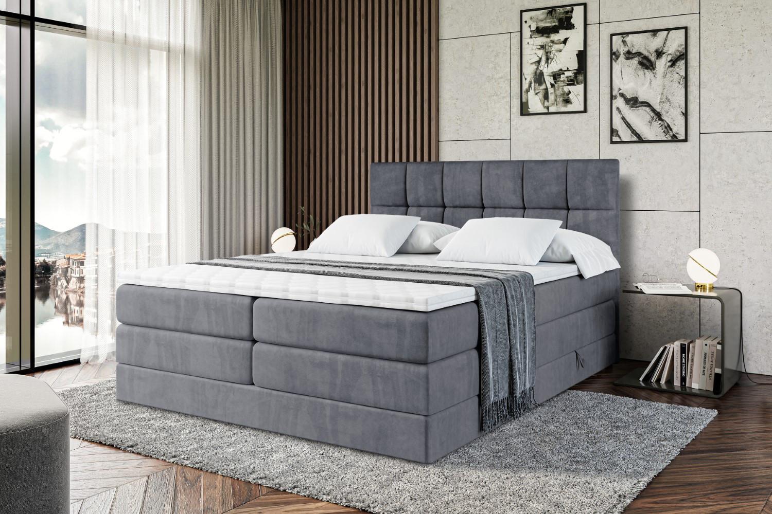 wohnli-moebel-suche-800000508190-1 BOXSPRINGBETT RICAR KING - 160x200 - H3/H4 - Dunkelgrau Holzwerkstoff ALTDECOR Möbel > Betten > Boxspringbetten Grau