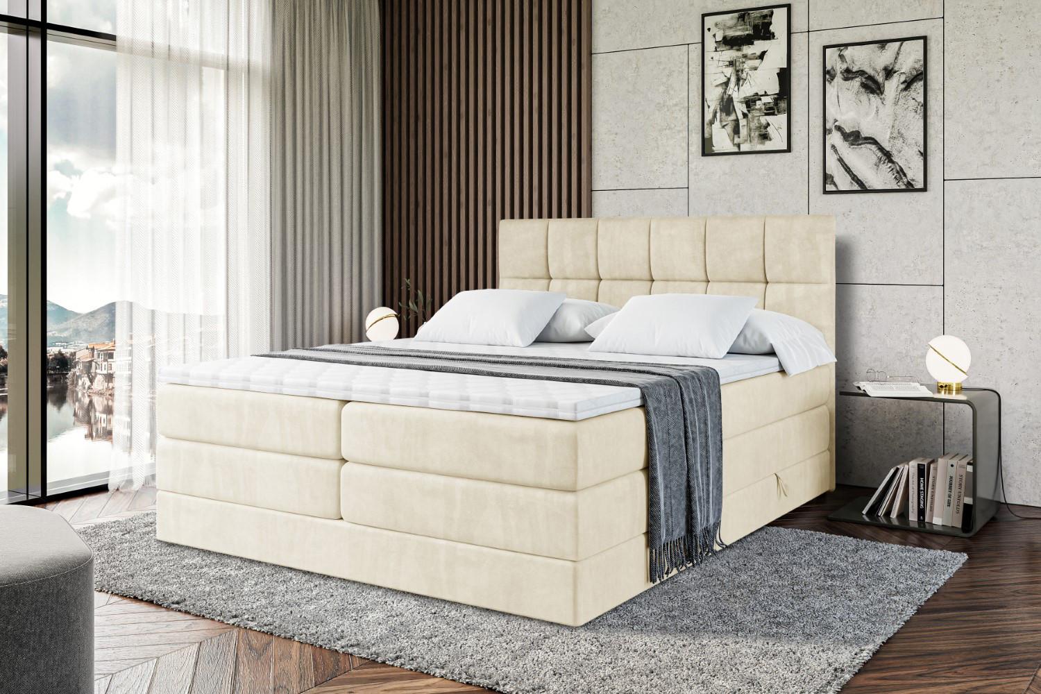 BOXSPRINGBETT RICAR KING - 140x200 - H3/H4 - Beige Holzwerkstoff ALTDECOR Möbel > Betten > Boxspringbetten Beige
