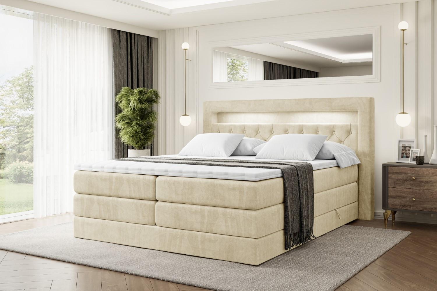 wohnli-moebel-suche-800000508222-1 BOXSPRINGBETT NOEL GOLD KING - 200x200 - H3/H4 - Beige Holzwerkstoff ALTDECOR Möbel > Betten > Boxspringbetten Beige