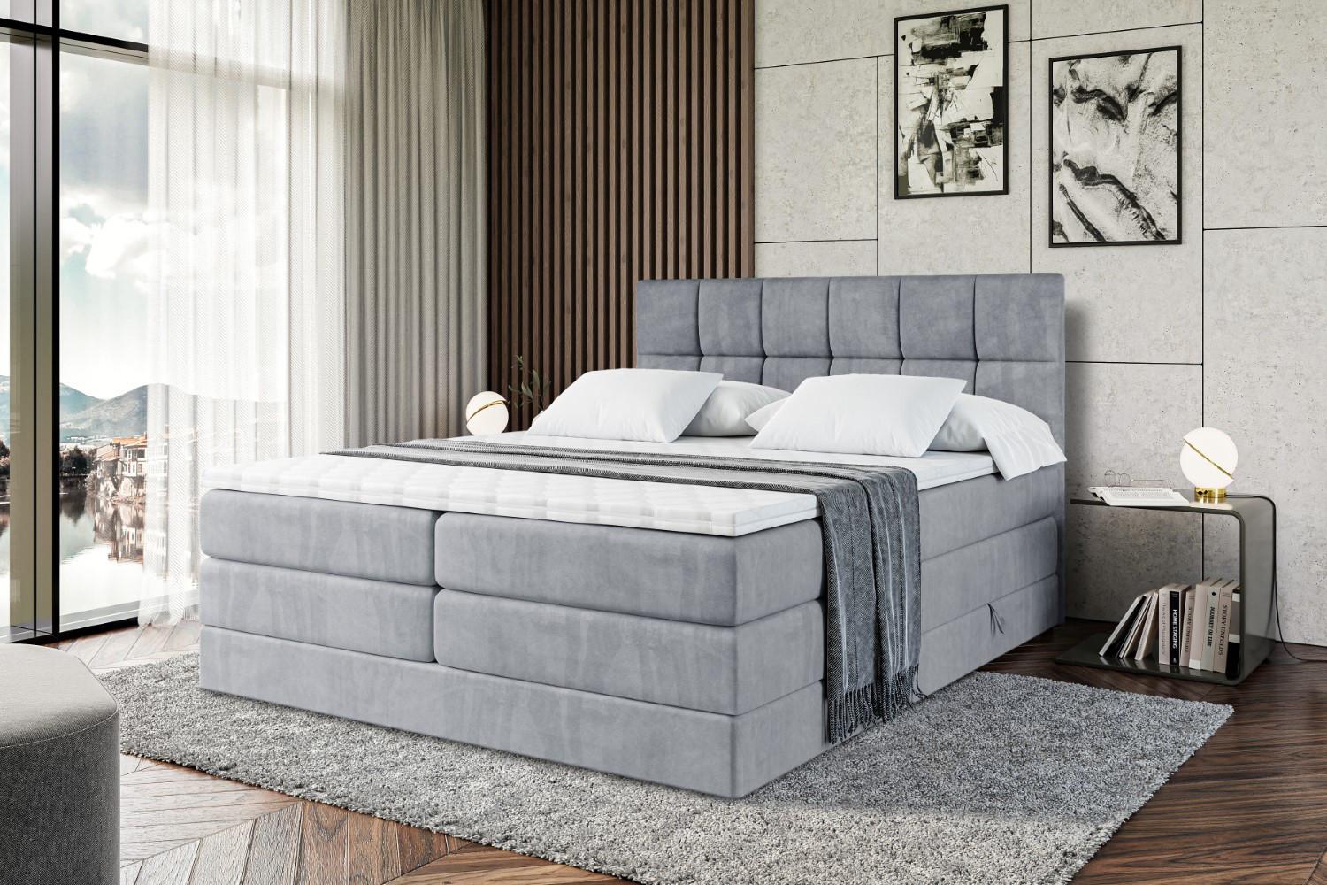 wohnli-moebel-suche-800000508240-1 BOXSPRINGBETT RICAR KING - 140x200 - H3/H4 - Grau Holzwerkstoff ALTDECOR Möbel > Betten > Boxspringbetten Grau