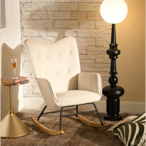 wohnli-moebel-suche-800000509279-1 SCHAUKELSESSEL Samt Beige Textil Urban Meuble Möbel > Sessel > Relaxsessel Beige
