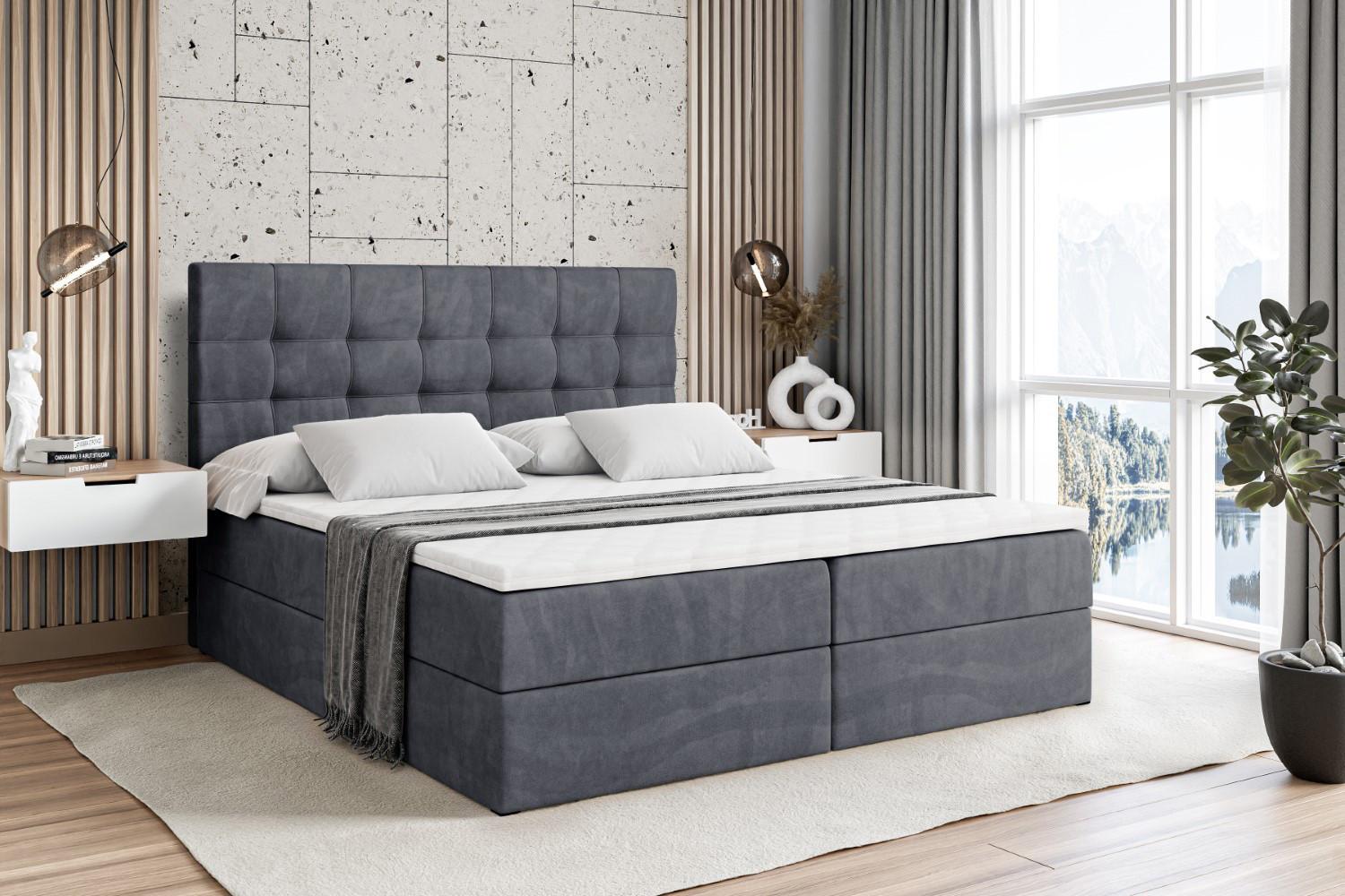 wohnli-moebel-suche-800000509582-1 BOXBETT mit H3-Matratze und Lattenrost - BERO - 160x200 Dunkelgrau Holzwerkstoff ALTDECOR Möbel > Betten > Boxspringbetten Grau
