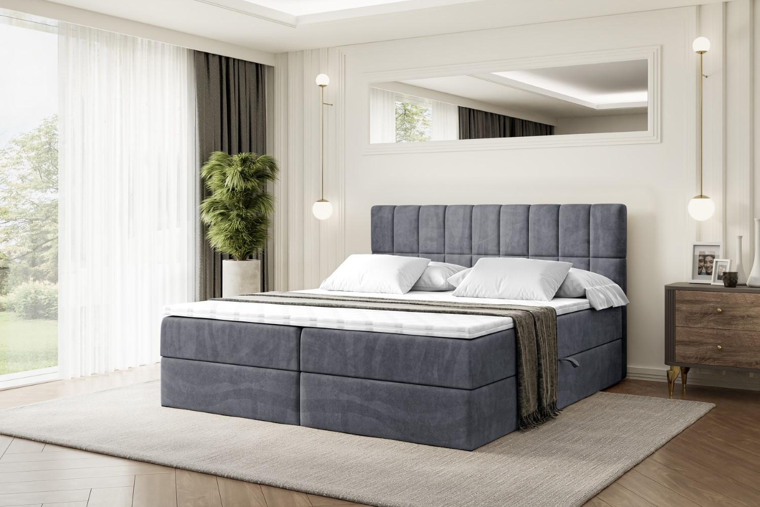 wohnli-moebel-suche-800000509631-1 BOXBETT mit Matratze H3 und Lattenrost - MIAMI - 120x200 cm Dunkelgrau Holzwerkstoff ALTDECOR Möbel > Betten > Boxspringbetten Grau