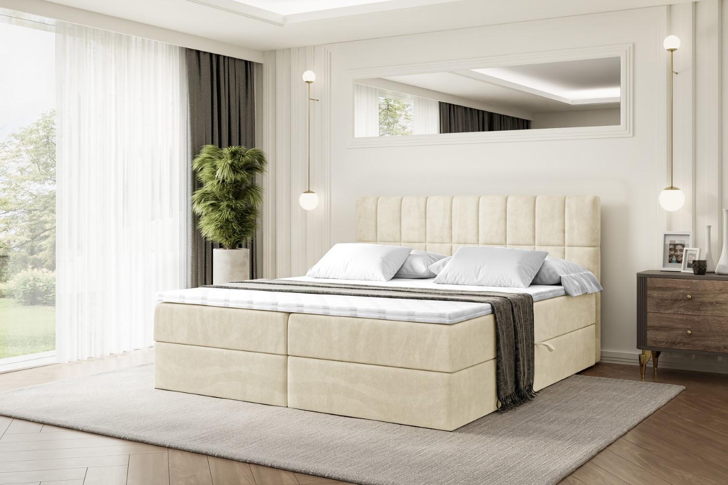 wohnli-moebel-suche-800000509670-1 BOXBETT mit Matratze H3 und Lattenrost - MIAMI - 160x200 cm Beige Holzwerkstoff ALTDECOR Möbel > Betten > Boxspringbetten Beige