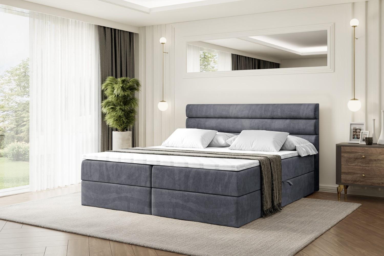wohnli-moebel-suche-800000509791-1 BOXBETT mit Matratze H4 und Lattenrost - CELESTIA - 200x200 cm - H4 - Dunkelgrau Holzwerkstoff ALTDECOR Möbel > Betten > Boxspringbetten Grau