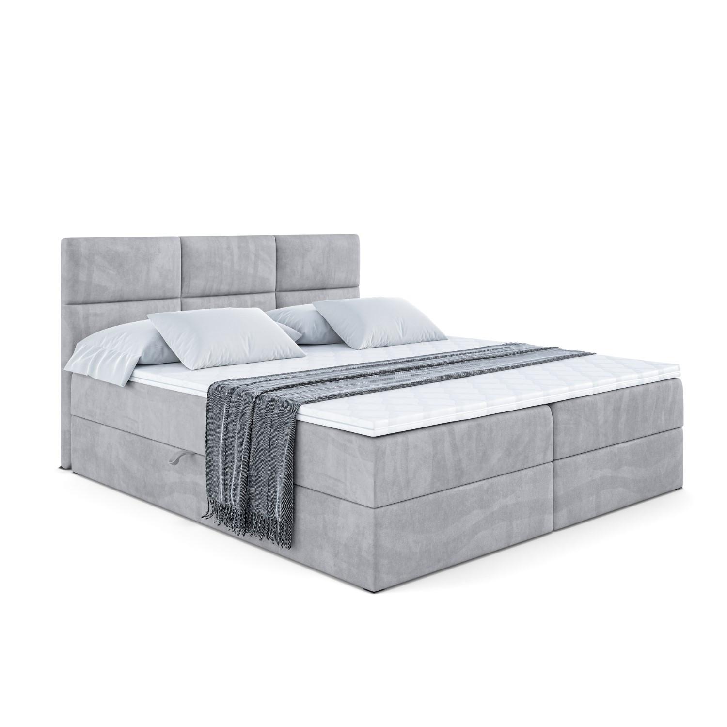 Wohnli Möbelsuche - BOXBETT mit Matratze H3 und Lattenrost - OHIO - 120x200 cm Hellgrau