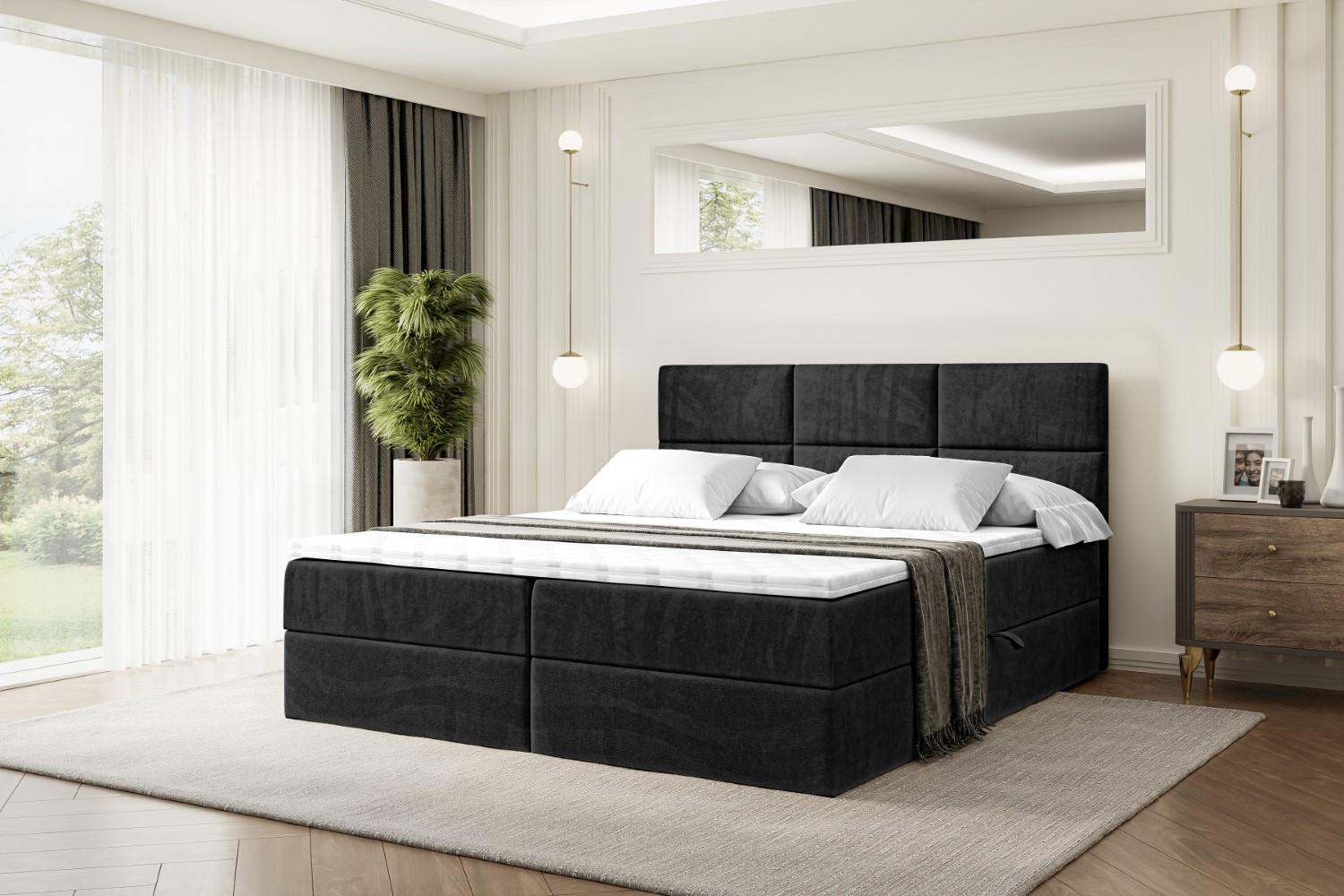 wohnli-moebel-suche-800000509878-1 BOXBETT mit Matratze H3 und Lattenrost - OHIO - 180x200 cm Schwarz Holzwerkstoff ALTDECOR Möbel > Betten > Boxspringbetten Schwarz