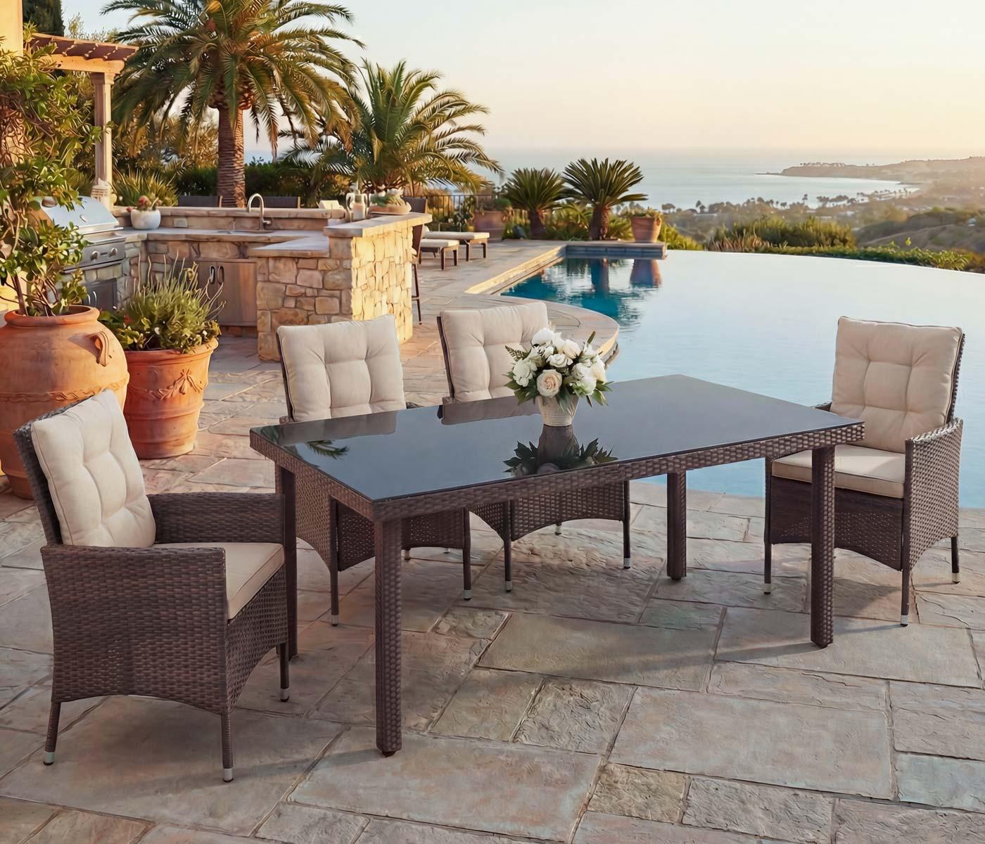 POLY-RATTAN-GARTENTISCH rechteck Braun Kunststoff MCW Garten & Outdoor > Gartenmöbel > Gartentische Braun