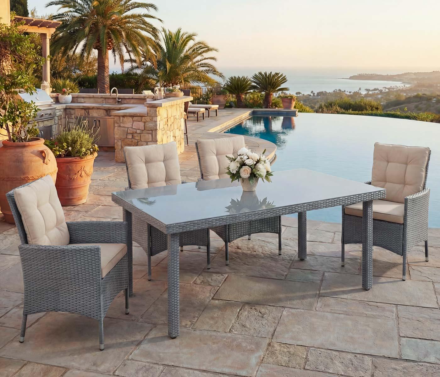 wohnli-moebel-suche-800000509977-1 POLY-RATTAN-GARTENTISCH rechteck Grau Kunststoff MCW Garten & Outdoor > Gartenmöbel > Gartentische Grau