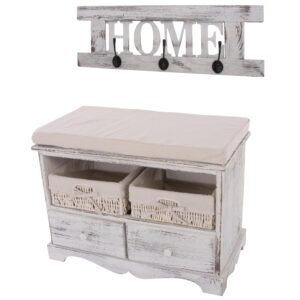 Wohnli Möbelsuche - GARDEROBE MIT SITZBANK SHABBY White 2er-Set