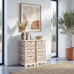 wohnli-moebel-suche-800000510700-1 KOMMODE MIT 3 KORBSCHUBLADEN 2ER-SET Weiß Holz MCW Möbel > Kommoden & Schubladenschränke > Kommoden Weiß