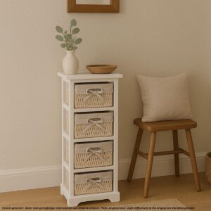 wohnli-moebel-suche-800000510701-1 KOMMODE MIT 4 KORBSCHUBLADEN Weiß Holz MCW Möbel > Kommoden & Schubladenschränke > Kommoden Weiß