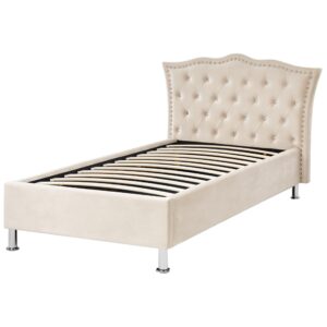 wohnli-moebel-suche-800000512569-1 BETT 90/200cm Beige Metz Textil Beliani Möbel > Betten Beige