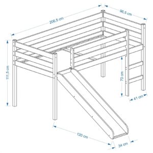 wohnli-moebel-suche-800000514410-1 HOCHBETT MIT RUTSCHE BENNY 90x200 cm weiß Holz IDIMEX Möbel > Betten > Hoch- und Etagenbetten > Hochbetten Weiß