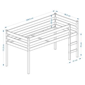 wohnli-moebel-suche-800000514419-1 HOCHBETT ERIK 90x200 cm weiß/rosa Holz IDIMEX Möbel > Betten > Hoch- und Etagenbetten > Hochbetten Weiß