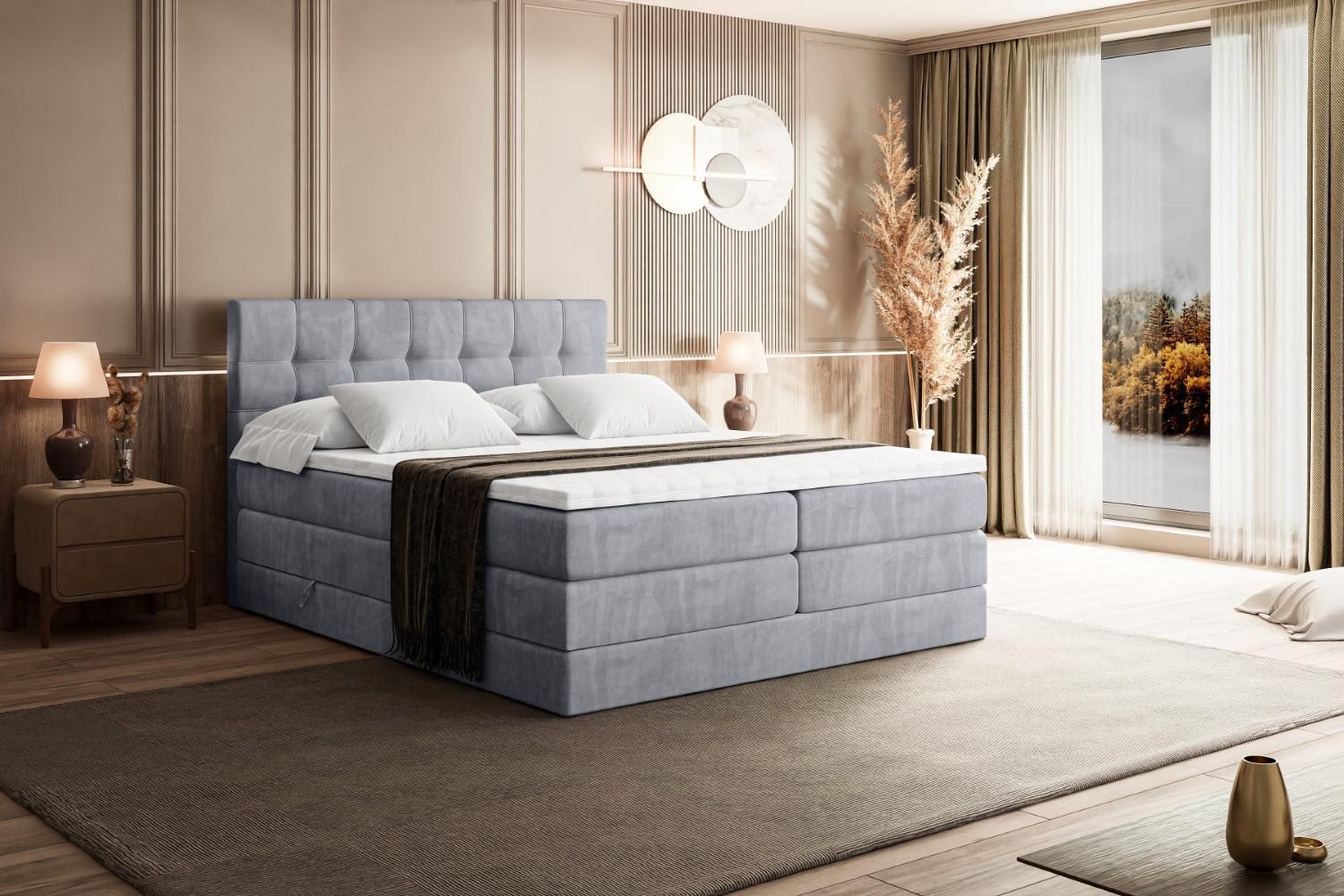 wohnli-moebel-suche-800000514545-1 BOXSPRINGBETT BERO KING - 120x200 - H3/H4 - Hellgrau Holzwerkstoff ALTDECOR Möbel > Betten > Boxspringbetten Grau