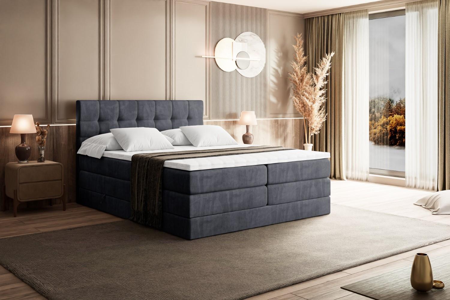 wohnli-moebel-suche-800000514547-1 BOXSPRINGBETT BERO KING - 120x200 - H3/H4 - Dunkelgrau Holzwerkstoff ALTDECOR Möbel > Betten > Boxspringbetten Grau