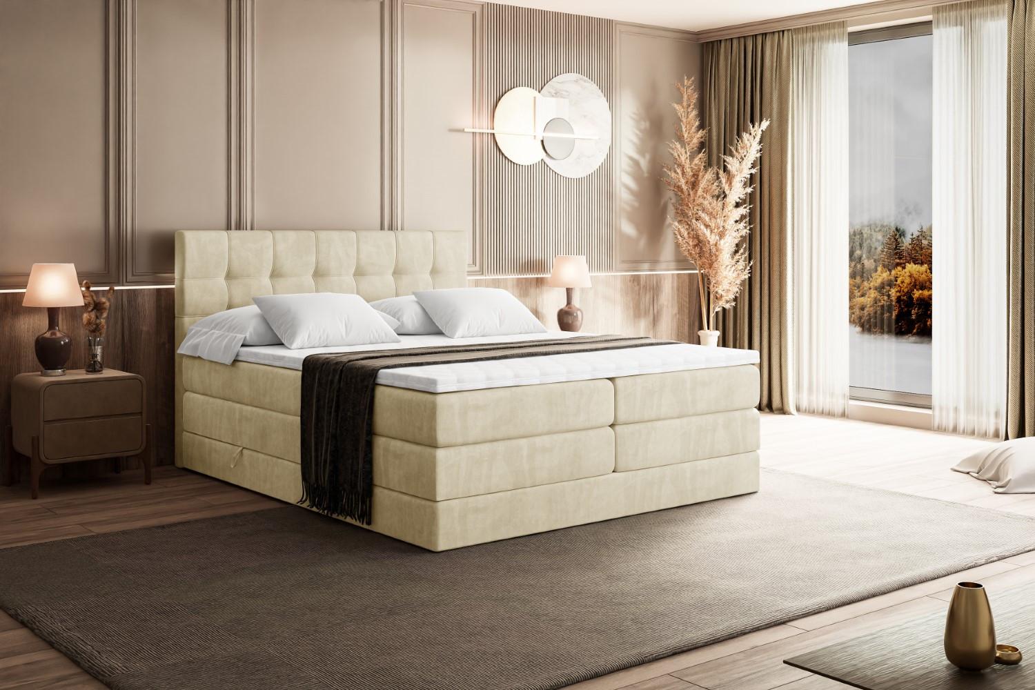 wohnli-moebel-suche-800000514561-1 BOXSPRINGBETT BERO KING - 120x200 - H3/H4 - Beige Holzwerkstoff ALTDECOR Möbel > Betten > Boxspringbetten Beige