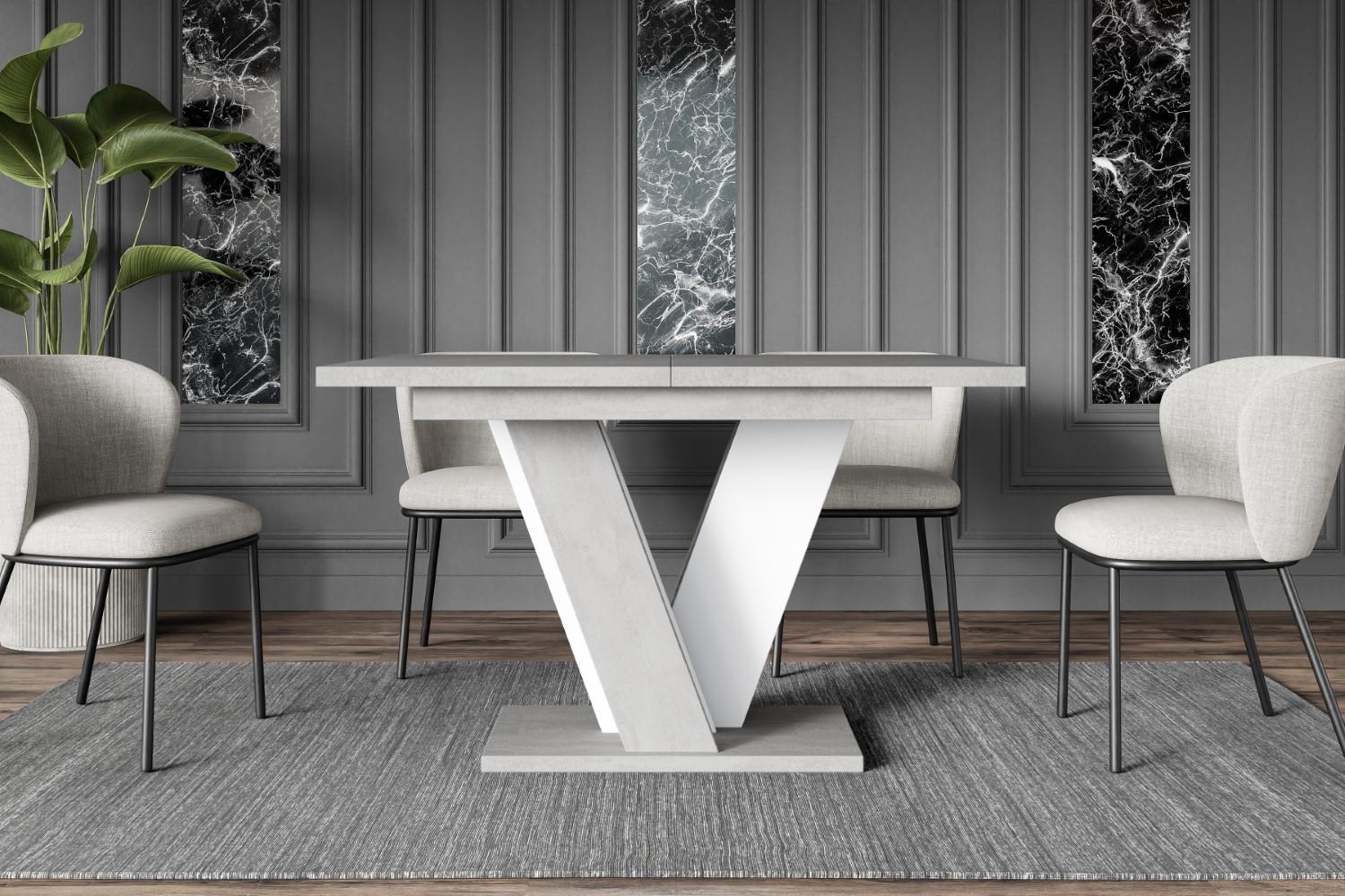 ESSTISCH ausziehbar 120 -160x90x75 cm - Betonoptik K350/Weiß - INEY Holzwerkstoff ALTDECOR Möbel > Tische > Esstische Weiß