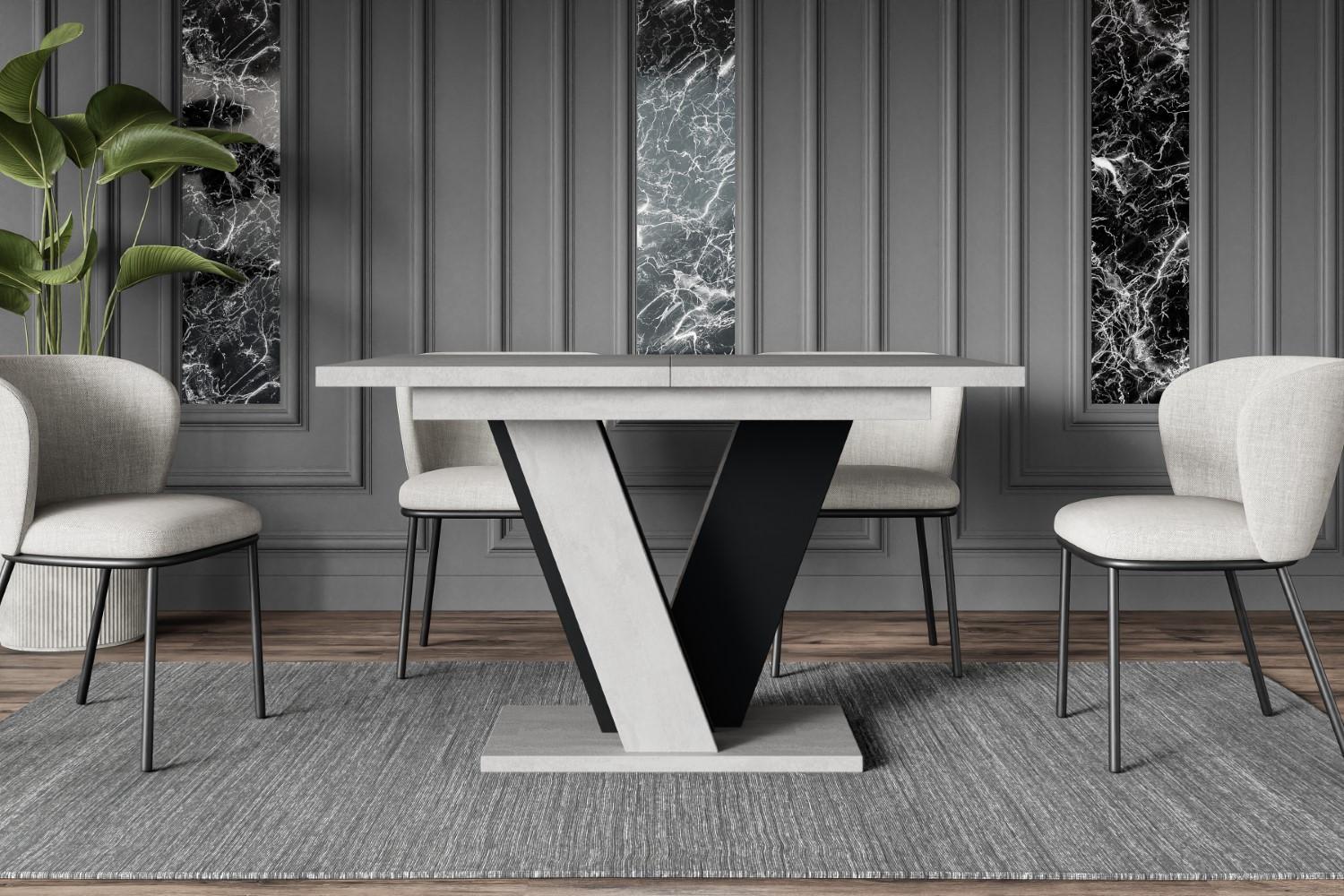 wohnli-moebel-suche-800000514776-1 ESSTISCH ausziehbar 120 -160x90x75 cm - Betonoptik K350/Schwarz - INEY Holzwerkstoff ALTDECOR Möbel > Tische > Esstische Schwarz
