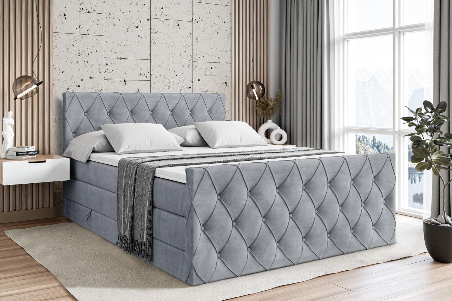 BOXSPRINGBETT AMAY-Z KING - 200x200 - H3/H4 - Grau Holzwerkstoff ALTDECOR Möbel > Betten > Boxspringbetten Grau