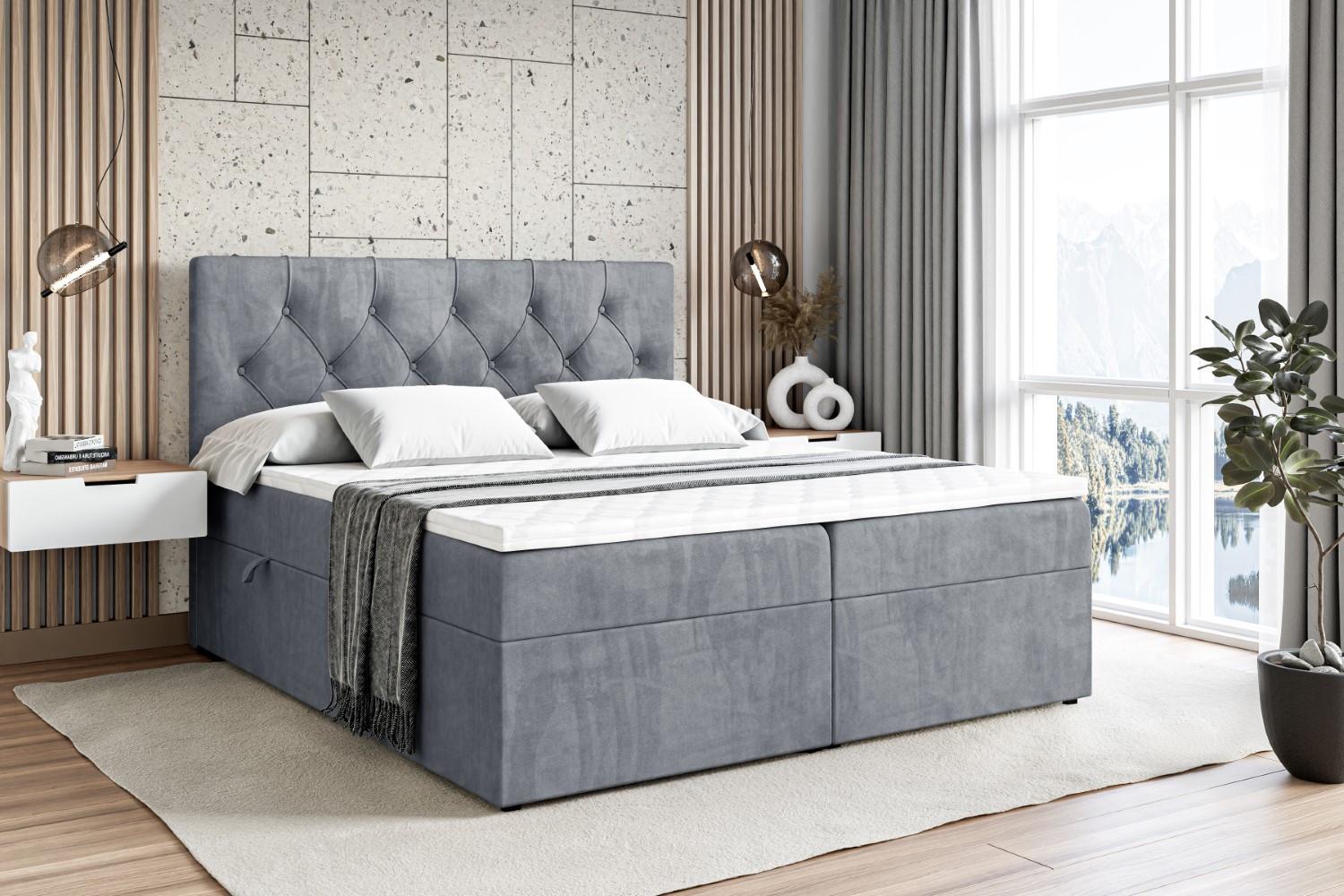 wohnli-moebel-suche-800000516284-1 BOXBETT mit Matratze H3 und Lattenrost - MIRAGE - 180x200 Grau Holzwerkstoff ALTDECOR Möbel > Betten > Boxspringbetten Grau