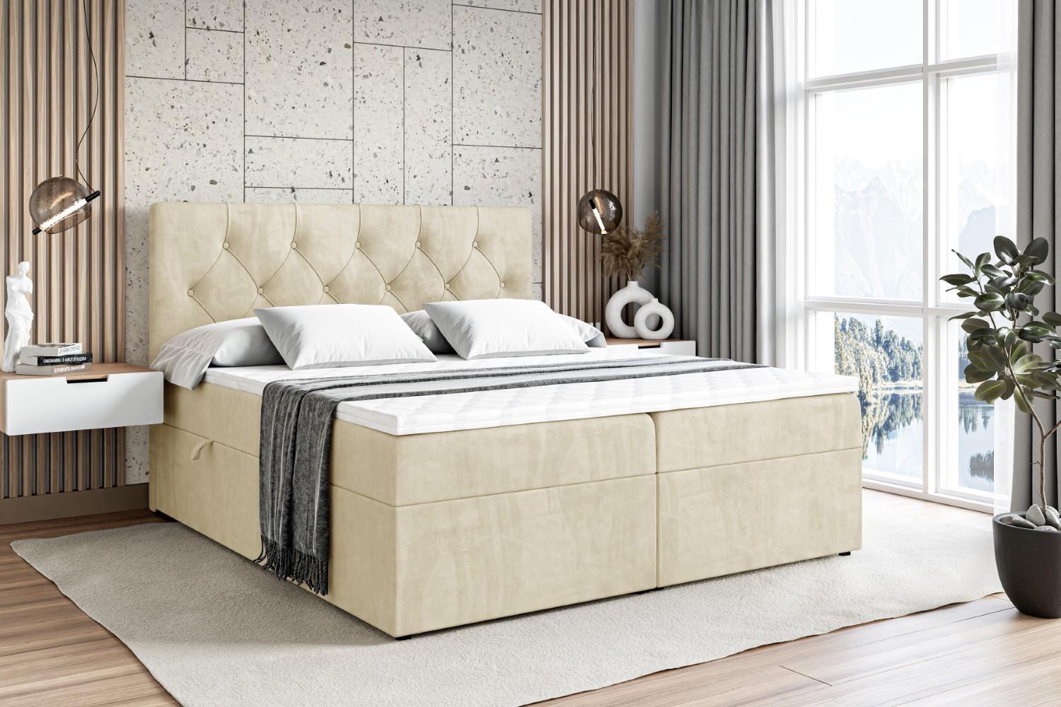 wohnli-moebel-suche-800000516315-1 BOXBETT mit Matratze H3 und Lattenrost - MIRAGE - 120x200 Beige Holzwerkstoff ALTDECOR Möbel > Betten > Boxspringbetten Beige