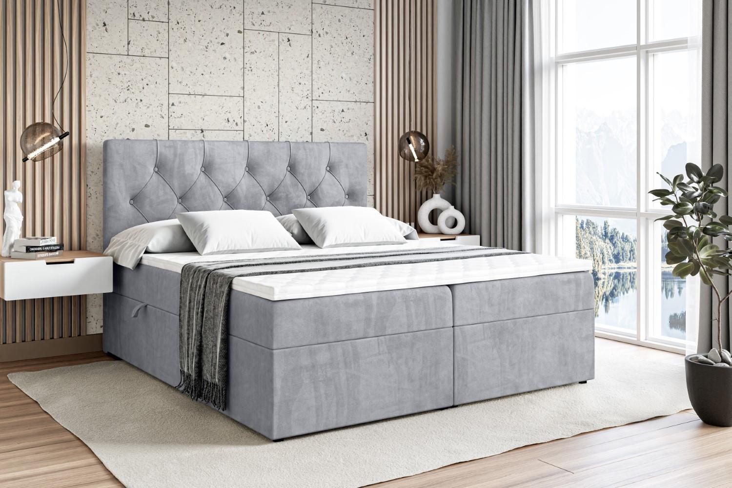 wohnli-moebel-suche-800000516355-1 BOXBETT mit Matratze H3 und Lattenrost - MIRAGE - 140x200 Hellgrau Holzwerkstoff ALTDECOR Möbel > Betten > Boxspringbetten Grau
