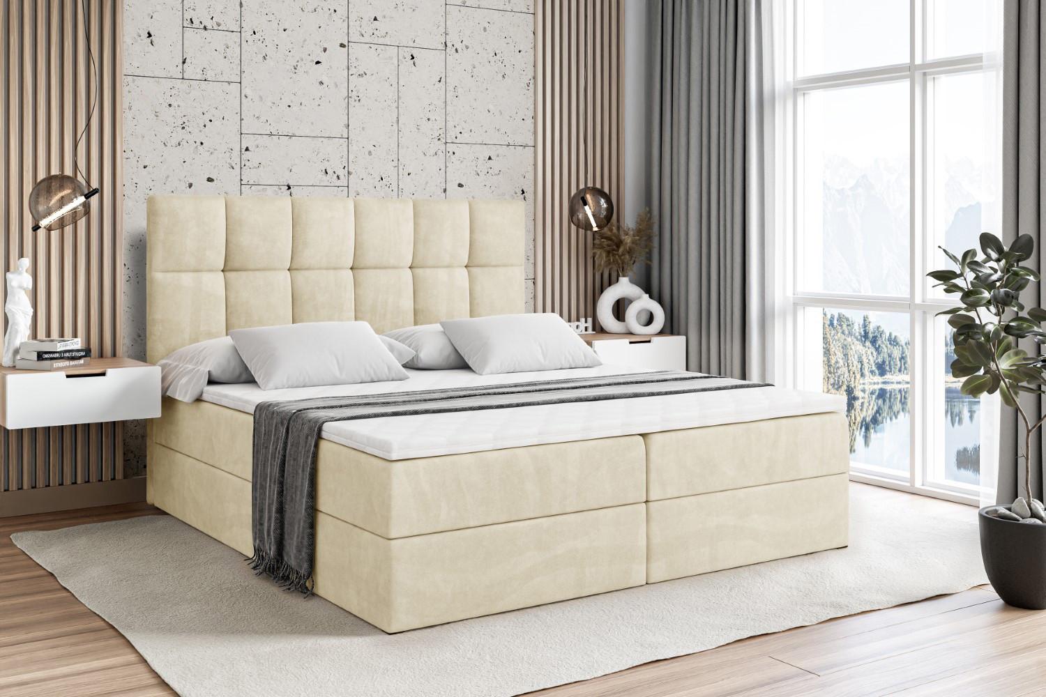 wohnli-moebel-suche-800000516405-1 BOXBETT mit H3-Matratze und Lattenrost - RICAR - 160x200 Beige Holzwerkstoff ALTDECOR Möbel > Betten > Boxspringbetten Beige