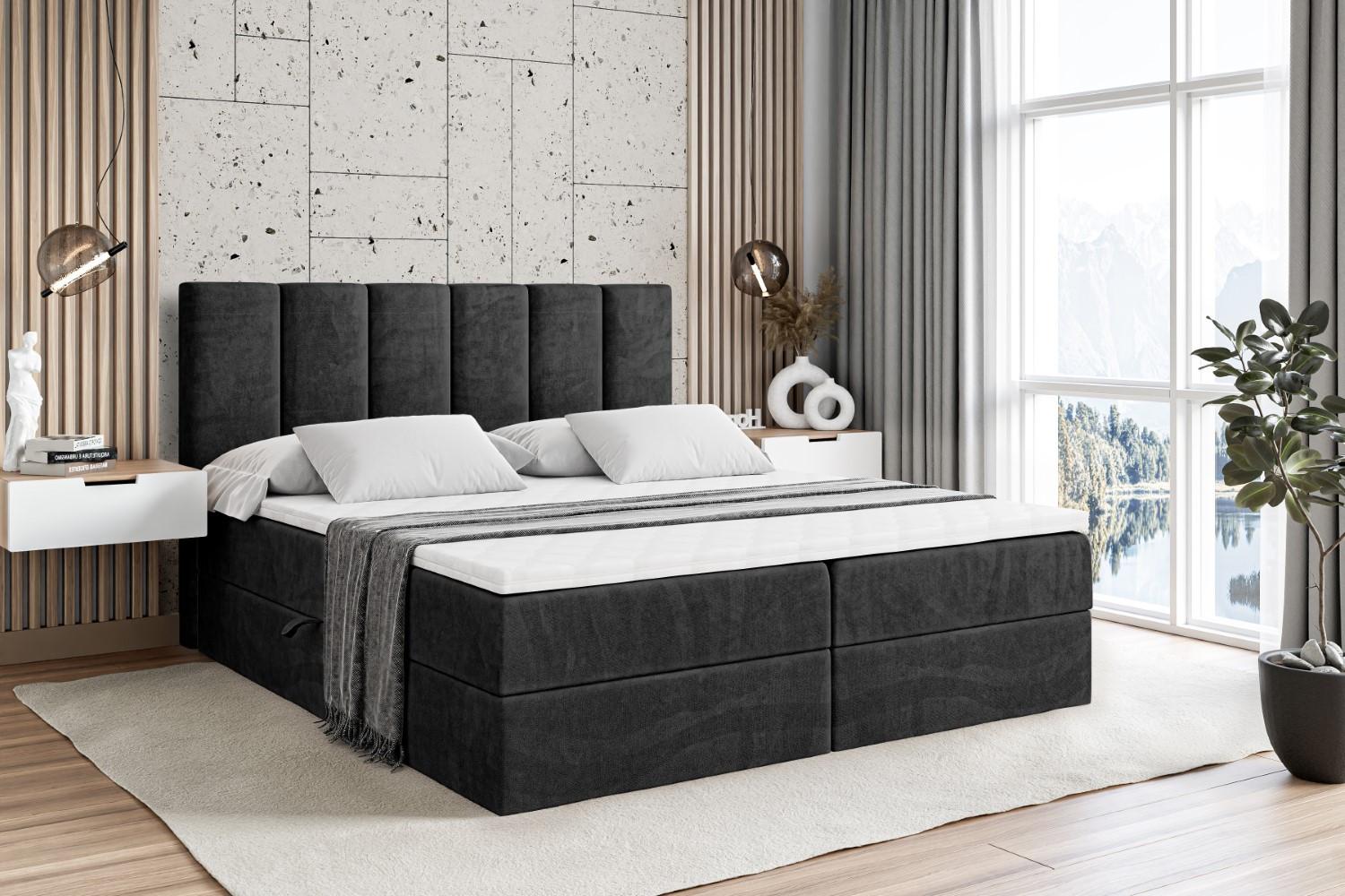 BOXBETT mit Matratze H4 und Lattenrost - BOXI1 - 120x200 cm - H4 - Schwarz Holzwerkstoff ALTDECOR Möbel > Betten > Boxspringbetten Schwarz