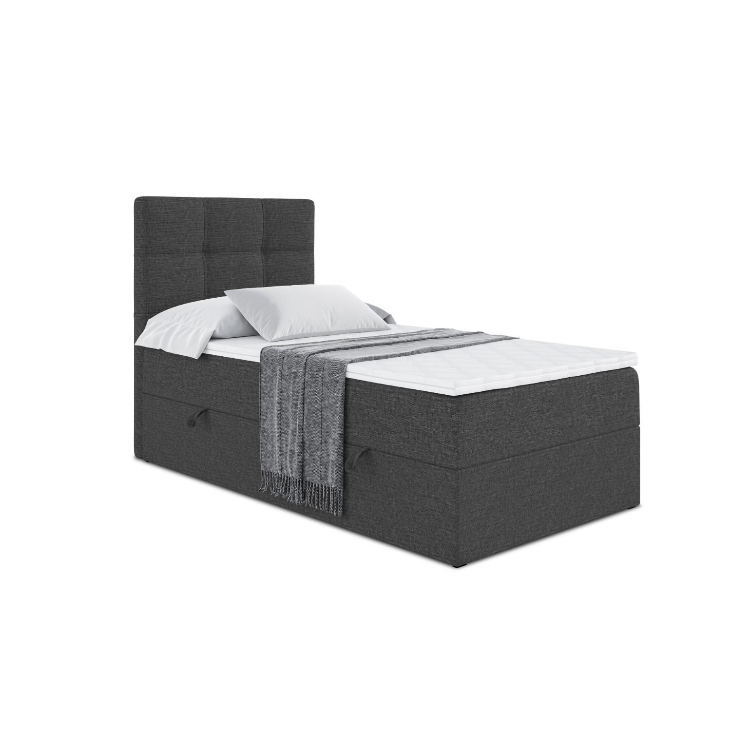Wohnli Möbelsuche - BOXBETT mit Matratze H3 und Lattenrost - MARCE - 90x200 - Rechts Dunkelgrau