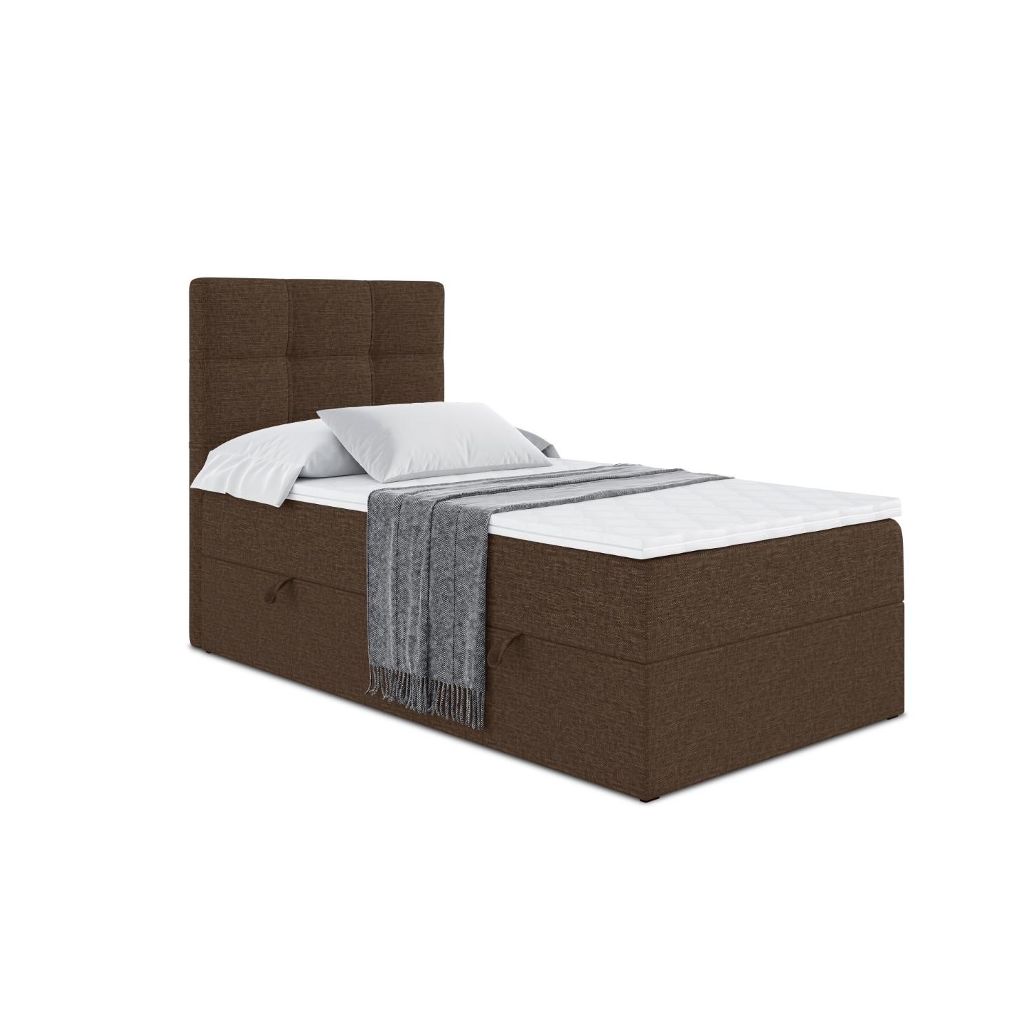 Wohnli Möbelsuche - BOXBETT mit Matratze H3 und Lattenrost - MARCE - 90x200 - Rechts Braun