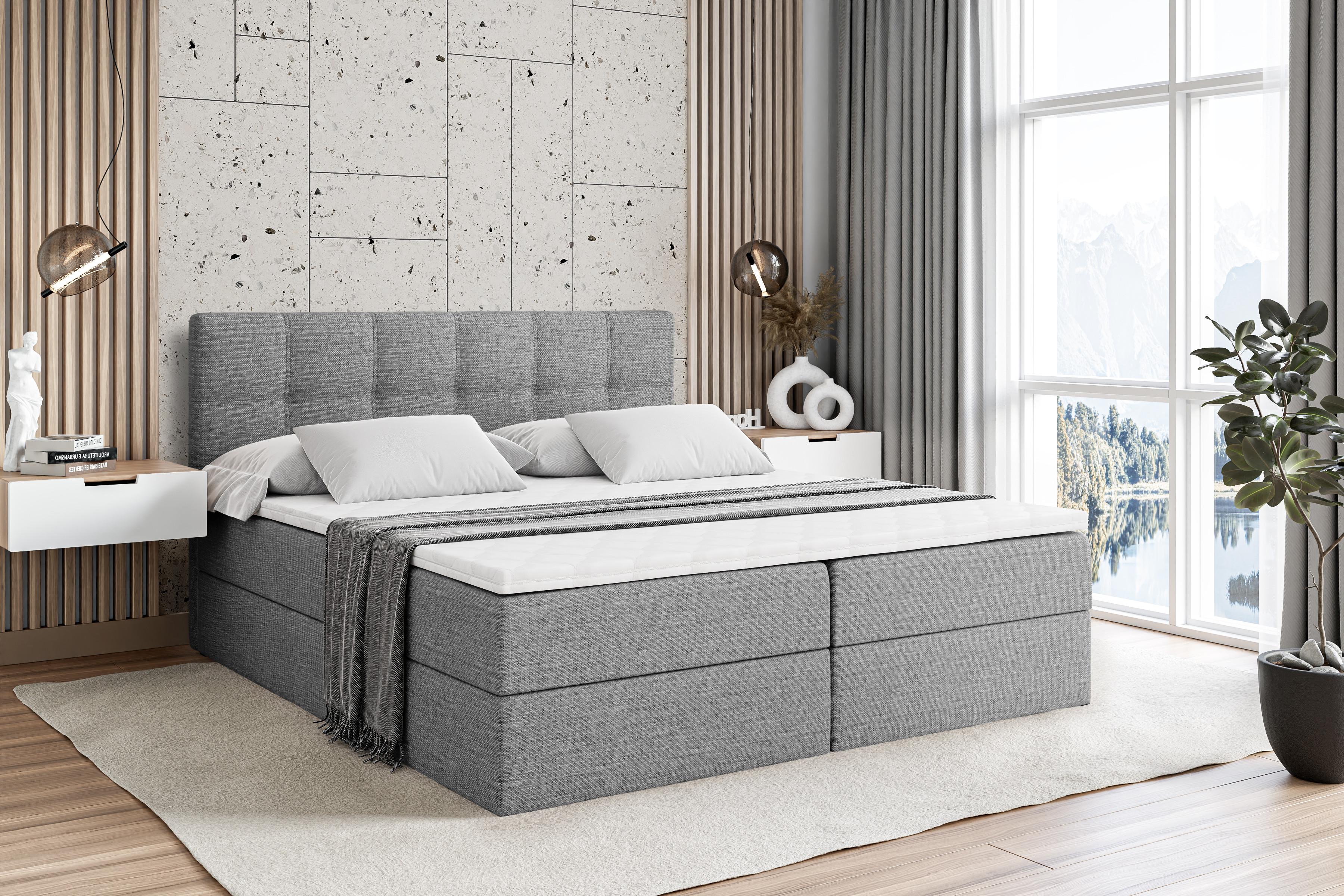 wohnli-moebel-suche-800000516900-1 BOXBETT mit Matratze H3 und Lattenrost - MARCE - 160x200 Grau Holzwerkstoff ALTDECOR Möbel > Betten > Boxspringbetten Grau