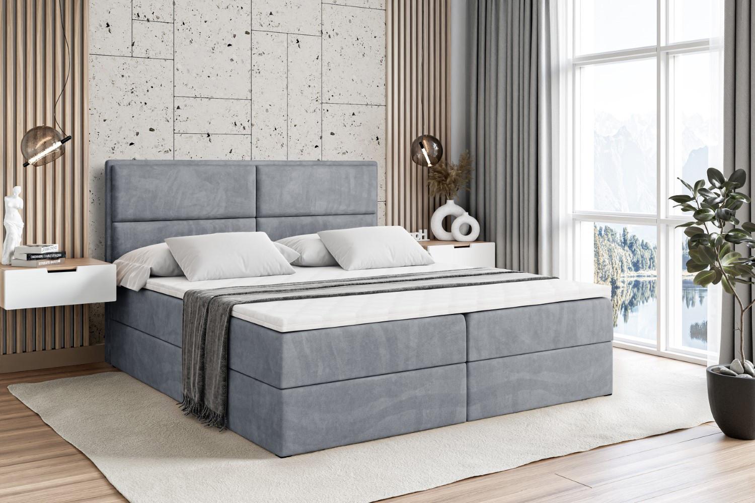 wohnli-moebel-suche-800000517133-1 BOXBETT mit Matratze H4 und Lattenrost - AURA - 200x200 - H4 - Grau Holzwerkstoff ALTDECOR Möbel > Betten > Boxspringbetten Grau